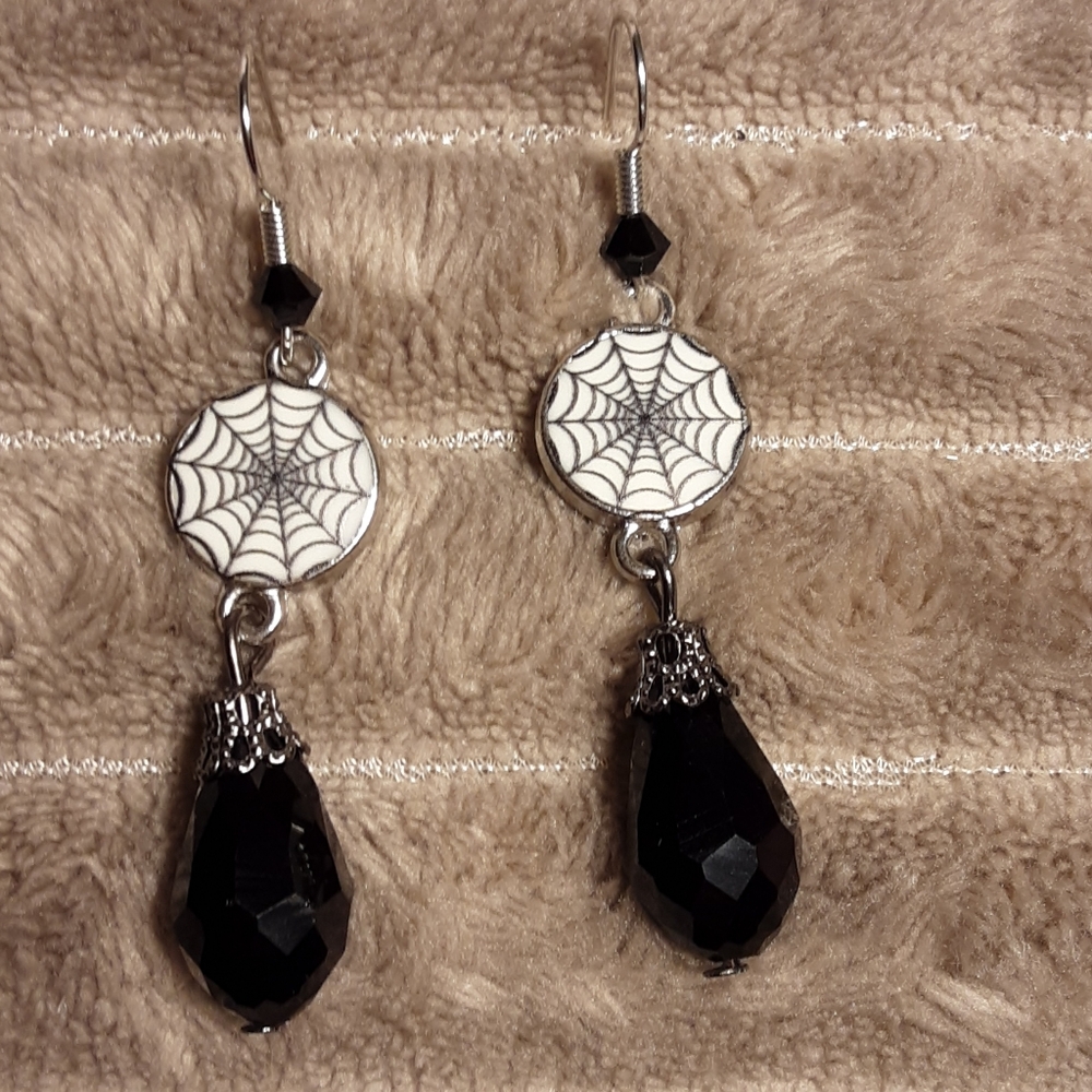 Handcrafted Spider Web Earrings Halloween, Creepy Crawlies, Bugs